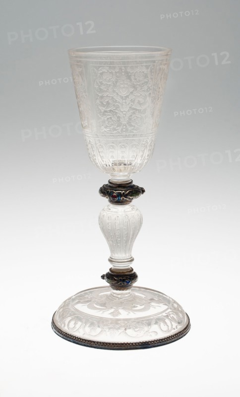 Goblet, 19th century, Austrian, Vienna, Vienna, Rock crystal, stones, and silver, H. 26.3 cm (10 1/2 in.), rim diam. 9.4 cm (3 11/16 in.), base diam. 13.4 cm (5 1/4 in.)
