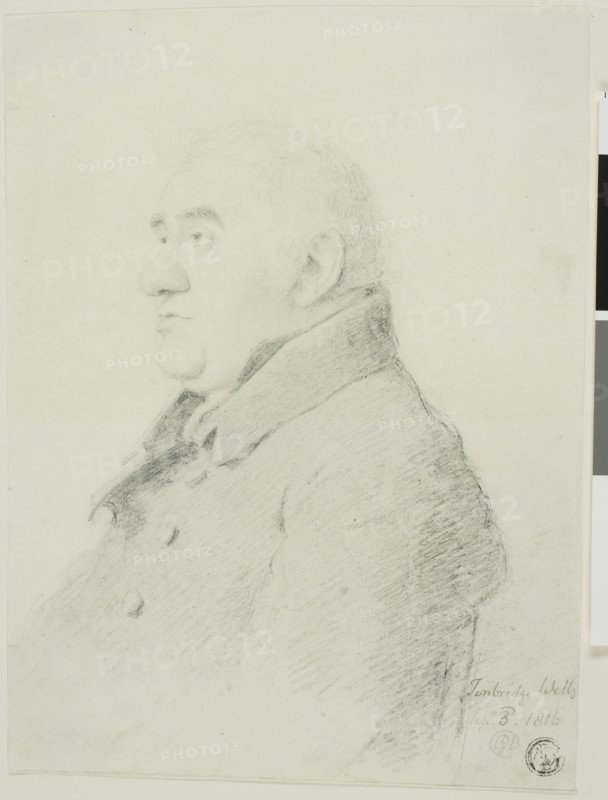 Portrait of a Gentleman, 1816, George Dance, II, English, 1741-1825, England, Graphite, with traces of red, on ivory wove paper, tipped onto blue and cream wove papers, 203 × 151 mm
