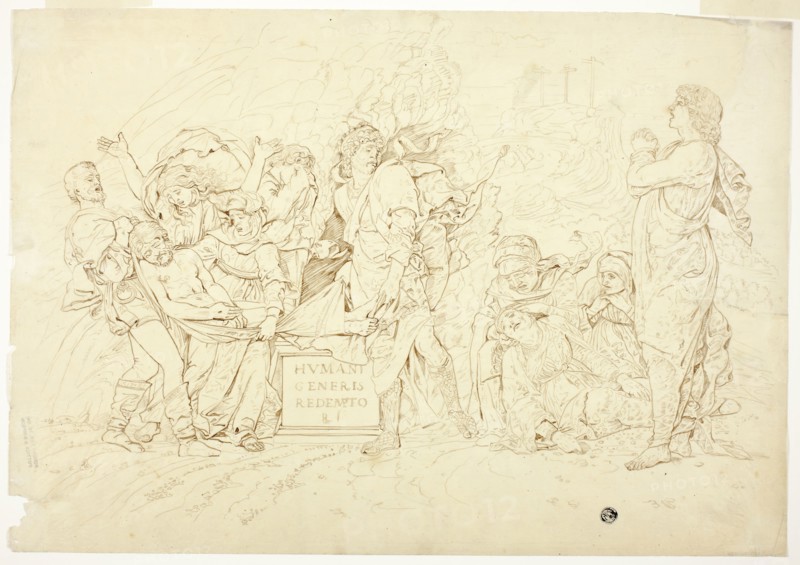 The Entombment of Christ, n.d., Andrea Mantegna, after, Italian, 1431-1506, [1465/1475], Italy, Pen and brown ink, on cream tracing paper, 318 x 415 mm (max.)