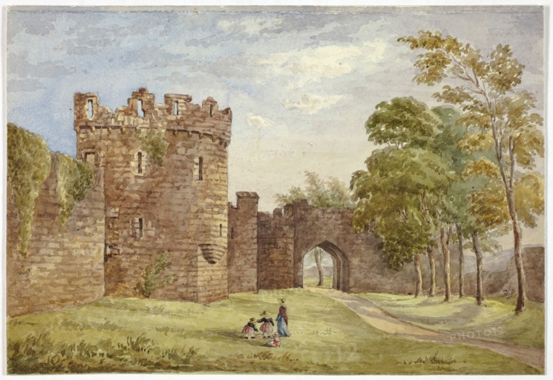 Gateway, Beauman’s Castle, 1845, Elizabeth Murray, English, c. 1815-1882, England, Watercolor over traces of graphite on cream wove paper, 171 mm × 250 mm