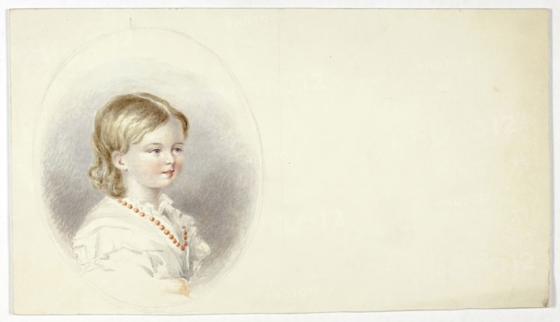Bust Portrait of Child, n.d., Elizabeth Murray, English, c. 1815-1882, England, Watercolor over graphite on cream board, 147 mm × 260 mm