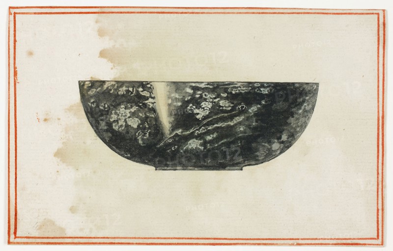 Black Marble Bowl, n.d., Giuseppe Grisoni, Italian, born Flanders, 1699-1769, Flanders, Black gouache on ivory laid paper, 93 × 149 mm