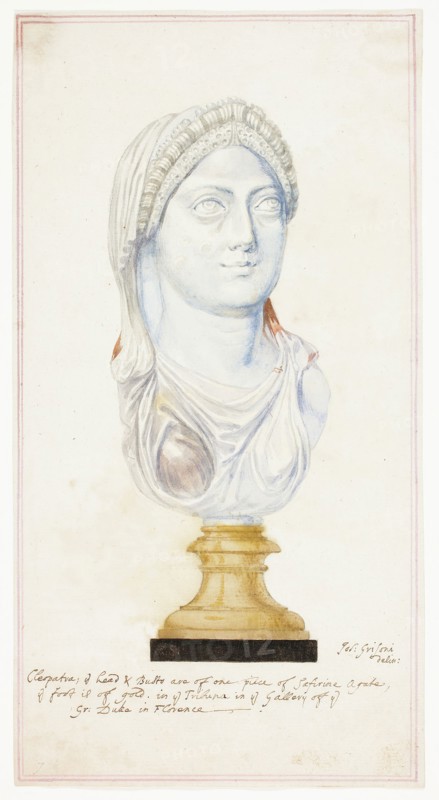 Agate Head of Cleopatra, n.d., Giuseppe Grisoni, Italian, born Flanders, 1699-1769, Italy, Gouache, heightened with touches of gold paint, over black chalk, on ivory laid paper, 272 x 144 mm