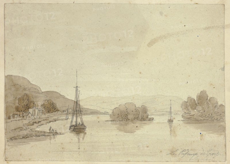 Landscape, n.d., William Henry Stothard Scott of Brighton (English, 1783-1850), or Joseph Powell (English, 1780-1834), or an unknown artist (British, 19th century), England, Brush and brown wash, with graphite, on ivory wove paper, tipped onto cream card, 135 × 190 mm
