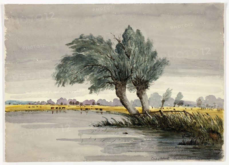 Cringleford Meadows-Morning, n.d., Unknown Artist (British, 19th century), or possibly after Robert Leman (English, 1799-1863), United Kingdom, Watercolor on ivory wove paper, 258 x 361 mm