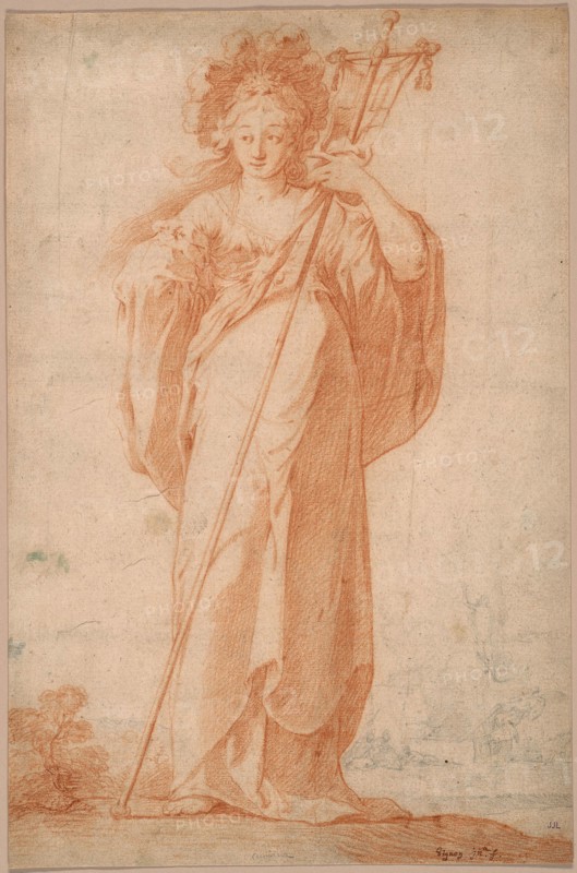 The Cuman Sibyl, c. 1630, Claude Vignon, French, 1593-1670, France, Sanguine and black chalk on paper, 320 × 219 mm
