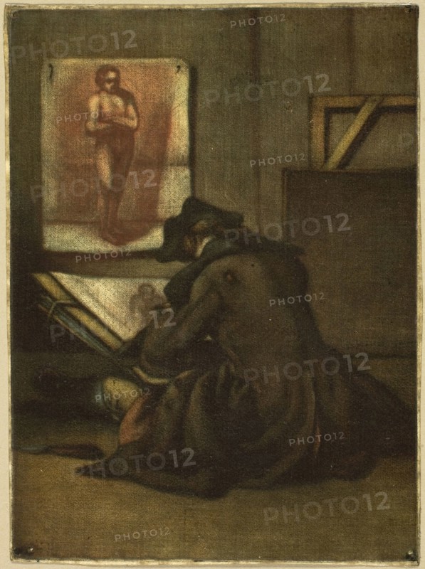 The Young Draughtsman, 1743, Jacques Fabien Gautier D’Agoty (French, 1710-1781), after Jean Baptiste Siméon Chardin (French, 1699-1779), France, Mezzotint printed in color from four plates on cream laid paper, 212 × 157 mm