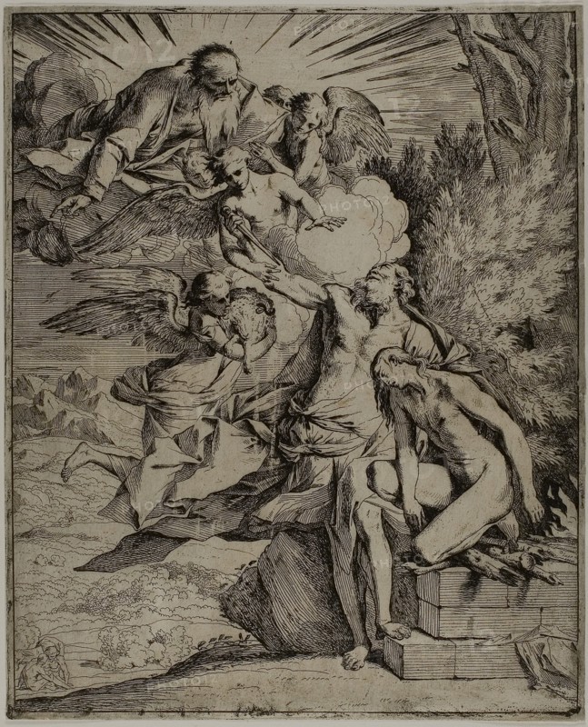The Sacrifice of Isaac, 1640/ 42, Pietro Testa, Italian, 1611/12-1650, Italy, Etching on ivory laid paper, 295 x 239 mm