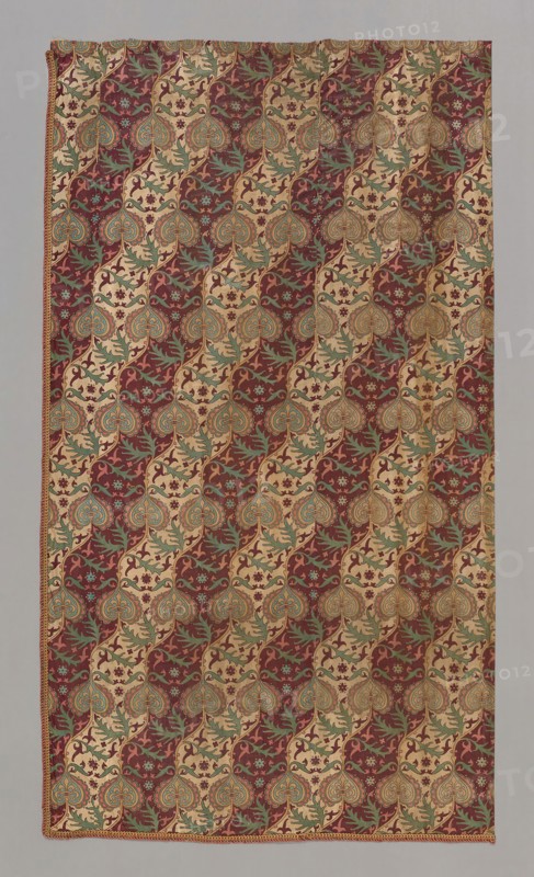 Panel, 1849/51, Designed by Augustus Welby Northmore Pugin (English, 1812–1852), Produced by Bannister Hall Printworks, England, Lancashire, Preston, England, Cotton, plain weave, block or roller printed, glazed, edged with wool, 229.5 × 130.3 cm (90 3/8 × 51 1/4 in.)