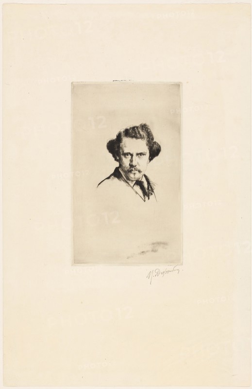 Portrait of Alfred Cadart, 1875, Marcellin Gilbert Desboutin, French, 1823-1902, France, Drypoint, with plate tone, on tan laid paper, 218 × 132 mm (plate), 450 × 292 mm (sheet)