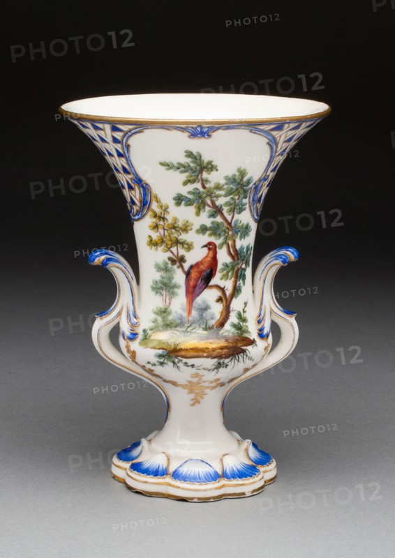Vase, c. 1760, Sèvres Porcelain Manufactory, French, founded 1740, Designed by Jean-Claude Duplessis, French, fl. 1745/48-1774, died 1783, Sèvres, Soft-paste porcelain, polychrome enamels and gilding, H. 17.2 cm (6 3/4 in.), diam. at mouth: 12 cm (4 3/4 in.)
