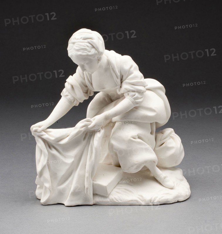 Girl Washing Clothes, 1755/60, Sèvres Porcelain Manufactory, French, founded 1740, Sèvres, Unglazed soft-paste porcelain (biscuit), H. 14.5 cm (5 11/16 in.)