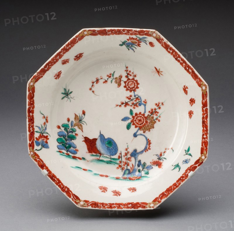 Soup Plate, c. 1755, Bow Porcelain Factory, London, England, 1744-1775, Bow, Soft-paste porcelain, polychrome enamels and gilding, H. 3.8 cm (1 1/2 in.), diam. 21.6 cm (8 1/2 in.)