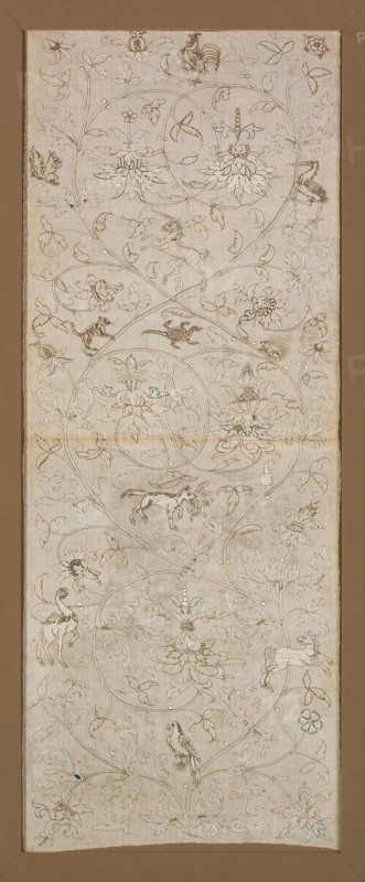 Unfinished Panel, 1500/25, Switzerland, Linen, plain weave, underdrawing in graphite, embroidered with silk and linen in back, buttonhole, double running, eyelet, knot and satin stitches, laid work and couching, 154.9 x 59.7 cm (61 x 23 1/2 in.)