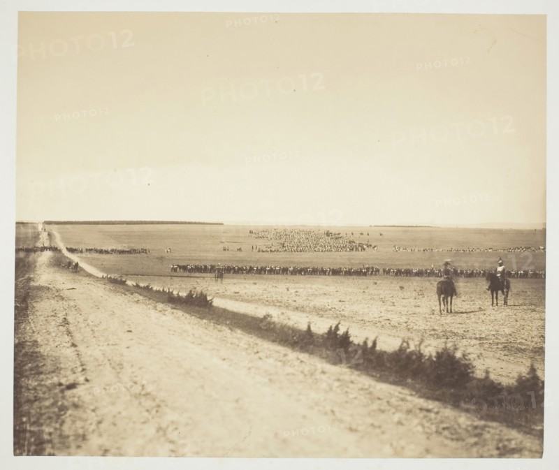 Maneuvers, Camp de Châlons, 1857, Gustave Le Gray, French, 1820–1884, France, Albumen print, from the album "Souvenirs du Camp de Châlons