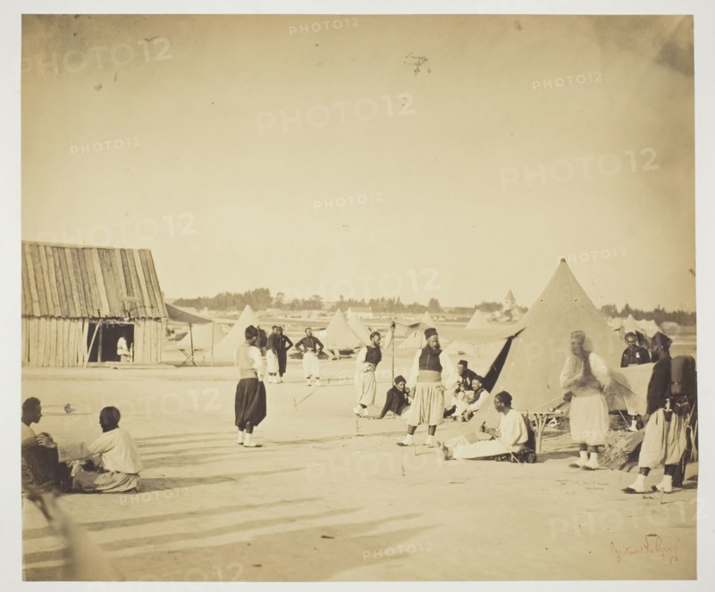 Untitled (Zouaves), 1857, Gustave Le Gray, French, 1820–1884, France, Albumen print, from the album "Souvenirs du Camp de Châlons