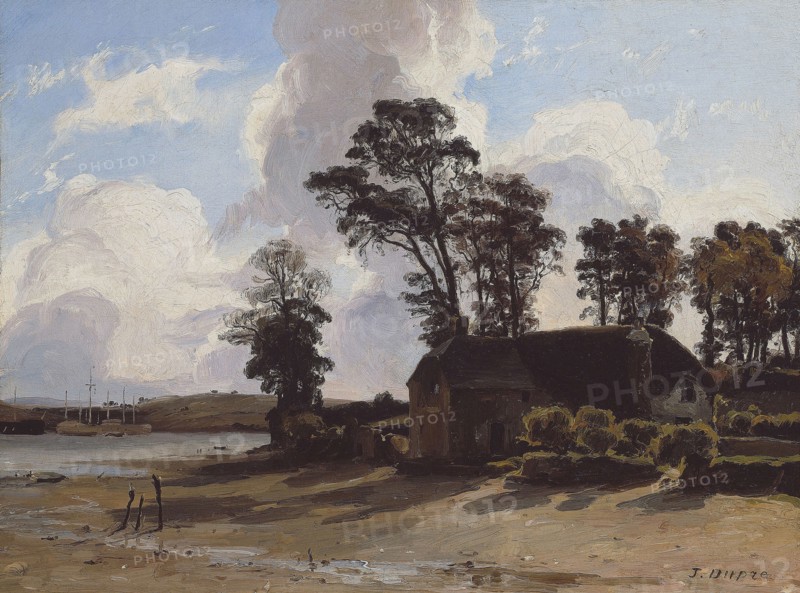 The Estuary Farm, 1830/35, Jules Dupré, French, 1811-1889, France, Oil on canvas, 13 1/4 × 18 1/2 in. (33.7 × 47 cm)