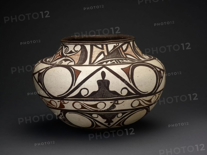 Polychrome Jar, c. 1875, Zuñi, Zuñi Pueblo, New Mexico, United States, New Mexico, Ceramic and pigment, 33 × 27.9 cm (13 × 11 in.)