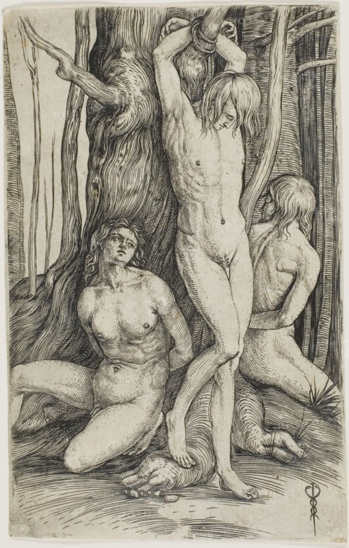Three Captives, c. 1505, Jacopo de’ Barbari, Italian, 1460/70-before July 1516, Italy, Engraving on cream laid paper, 160 x 101 mm