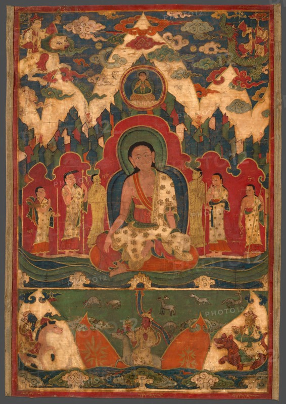 Milarepa on Mount Kailash, c. 1500, Tibet, Tibet, Pigment and gold on cotton, 45.5 × 30 cm (17 7/8 × 11 13/16 in.)