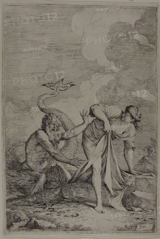 Glaucus and Scylla, 1661, Salvator Rosa, Italian, 1615-1673, Italy, Etching and drypoint on ivory laid paper, 355 x 235 mm (plate), 363 x 243 mm (sheet)