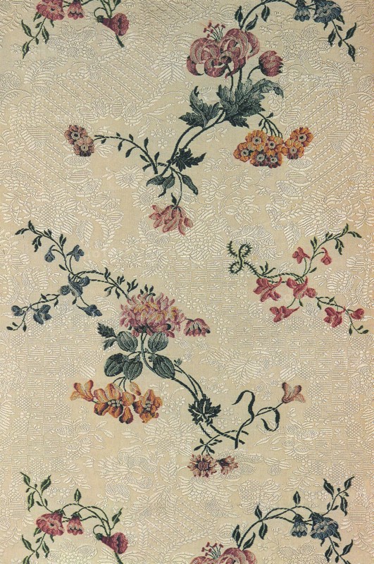 Panel, 1749, Designed by Anna Maria Garthwaite (English, 1690–1763), Woven by Daniel Vautier (French, active c. 1749), England, Spitalfields, England, Silk, plain weave with supplementary patterning warps and supplementary brocading wefts, 114.7 × 51 cm (45 1/8 × 20 1/8 in.)