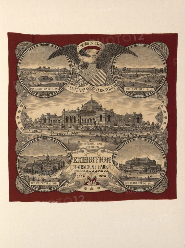 Handkerchief, c. 1876, Manufactured by A. & C. Cramer (German, active about 1876), Germany, Düsseldorf, Düsseldorf, Cotton, plain weave, roller and engraved roller printed, 67.3 × 66.7 cm (26 1/2 × 26 1/4 in.)