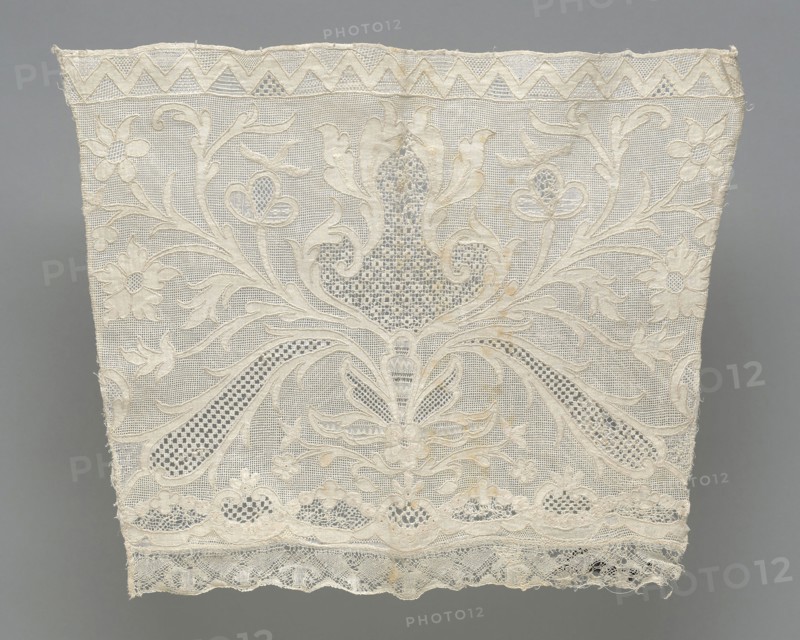 Pair of Cuffs, 19th century, Europe, Europe, Linen, two layers of plain weave, cut and drawn work fillings of diagonal drawn filling, four sided, hem, herringbone, interlocking lace, overcast, wave, and woven hem stitches, embroidered in buttonhole, buttonhole wheels, hem, overcast, and satin stitches through one or both layers, edged with linen, bobbin straight lace, a: 28.2 × 36.7 cm (11 × 14 3/8 in.), b: 26.6 × 35.2 cm (10 1/2 × 13 7/8 in.)