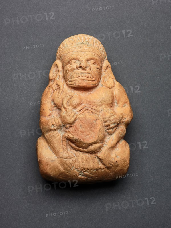 Toy Cart with Grimacing Potbellied Dwarf (Yaksha), 1st century B.C., India, West Bengal, Chandraketugarh, West Bengal, Terracotta with red slip, 14.5 x 9.3 x 5.4 cm (5.7 x 3.7 x 2.1 in.)