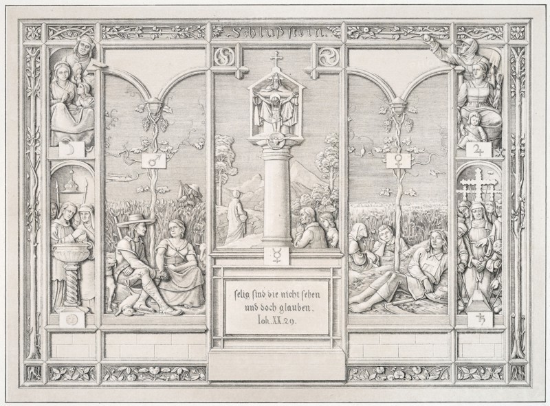 Coping-stone, 1823, Ferdinand Olivier, German, 1785-1841, Germany, Lithograph with tint-stone on white wove paper, 276 x 376 mm (image), 370 x 529 mm (sheet)