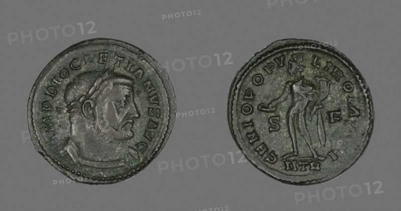 Coin Portraying Emperor Diocletian, AD 302/303, Roman, minted in Trier, Trier, Bronze, Diam. 2.9 cm, 10.29 g