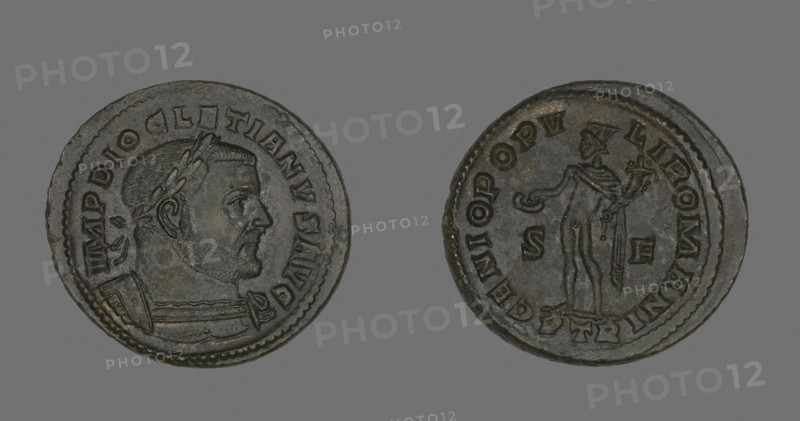 Coin Portraying Emperor Diocletian, AD 303/305, Roman, minted in Trier, Trier, Bronze, Diam. 3 cm, 11.09 g