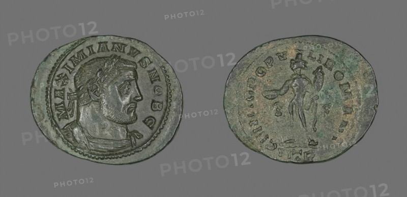 Coin Portraying Emperor Galerius, AD 305/311, Roman, minted in Trier, Trier, Bronze, Diam. 3.2 cm, 8.18 g
