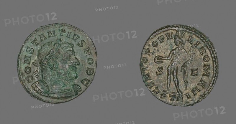 Coin Portraying Emperor Constantius I, AD 303/305, Roman, minted in Trier, Trier, Bronze, Diam. 2.8 cm, 8.96 g