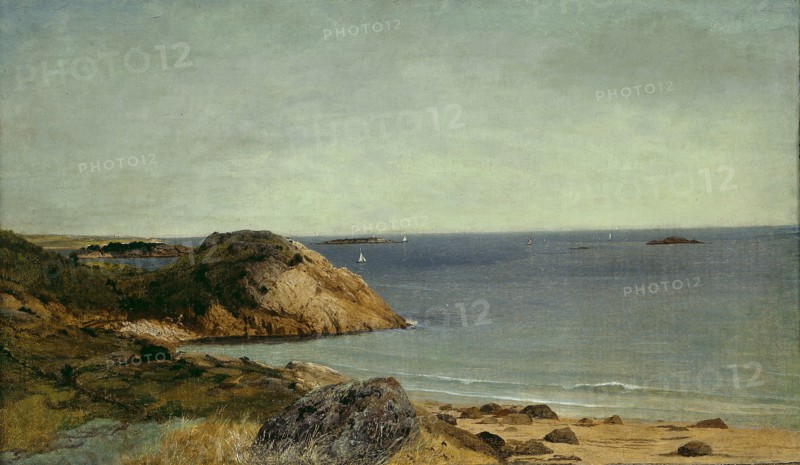 Rocky Coast, c. 1860, John Frederick Kensett, American, 1816–1872, United States, Oil on canvas, 35.6 × 61 cm (14 × 24 in.)