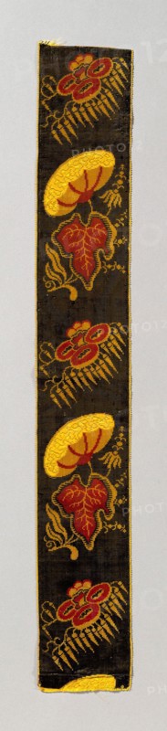 Ribbon, 19th century, France, Provence-Alpes-Côte-d’Azur Région, France, Silk, plain weave with supplementary three-color pile warps forming cut voided velvet, 53.6 × 7.8 cm (21 1/8 × 3 in.)