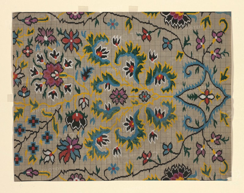 Mise-en-carte (Point-paper), 1760/90, France, Ink and gouache on hand drawn graph paper, 42 × 32.4 cm (16 1/2 × 12 3/4 in.)