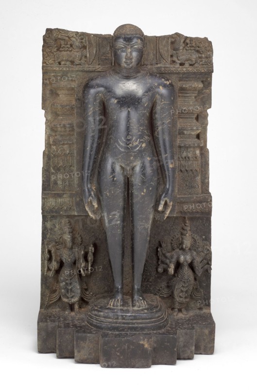 Jaina Tirthankara Chandraprabha Standing in Meditation (Kayotsarga), 12th century, India, Karnataka, Karnataka, Schist, 68.9 x 36.7 x 22.6 cm (27 1/8 x 14 1/2 x 8 7/8 in.)