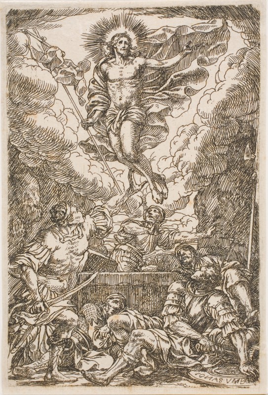 The Resurrection of Christ, n.d., Jonas Umbach the Elder, German, 1624-1693, Germany, Etching in black on cream laid paper, 126 x 85 mm (image/plate), 129 x 86 mm (sheet)