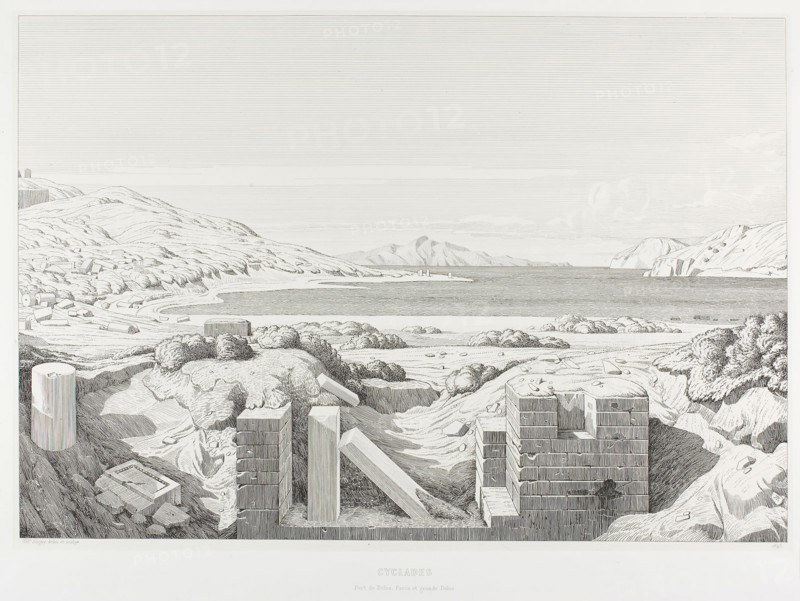 View of Corinth, 1845, Théodore Caruelle d’Aligny, French, 1798-1871, France, Etching on ivory China paper, laid down on white wove paper, 329 × 481 mm (image), 435 × 594 mm (plate), 338 × 489 mm (primary support), 492 × 638 mm (secondary support)