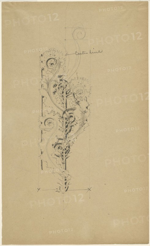 McVickers Theater: Sketch for Untitled Ornamental Band, c. 1883–1891, Louis H. Sullivan, American, 1856–1924, Madison Street, 78-84 West, Graphite on paper, 34.6 × 21 cm (13 5/8 × 8 1/4 in.)