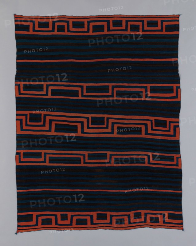 Moqui-Style Sarape, c. 1870, Navajo (Diné), Northern New Mexico or Arizona, United States, Northern Mexico, Wool, single interlocking tapestry weave, two selvages present, 174 x 132.2 cm (68 1/2 x 52 in.)