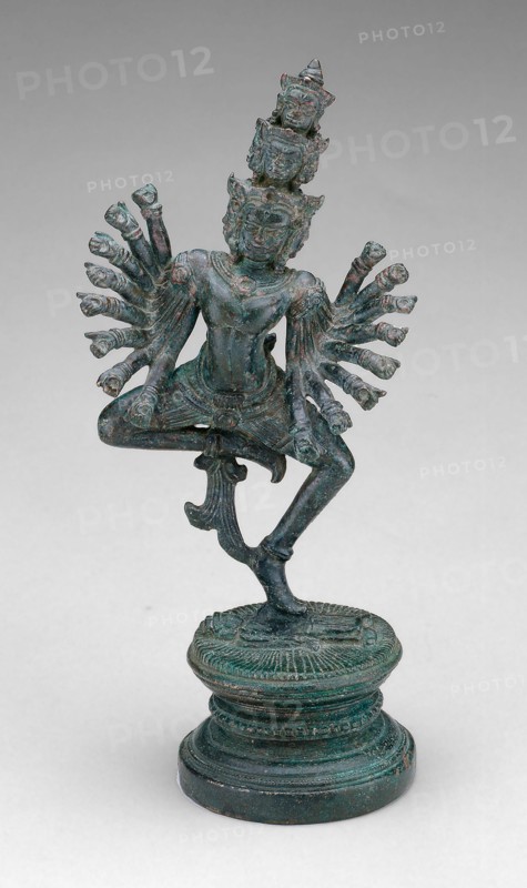 Dancing Hevajra (Ardhaparyanka), Angkor period, 12th/13th century, Cambodia, Cambodia, Bronze, 14.4 × 6.5 × 4.6 cm (5 5/8 × 2 1/2 × 1 3/4 in.)