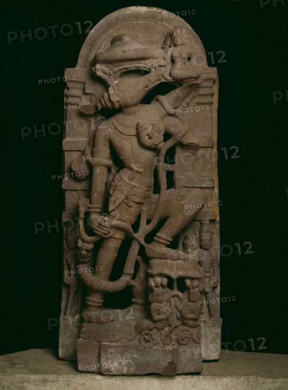 Boar Incarnation of God Vishnu (Varaha) Lifting the Earth Goddess Bhudevi, 11th century, India, Rajasthan, Rajasthan, Red sandstone, 132.1 x 58.5 x 29.3 cm (52 x 23 x 11 1/2 in.)