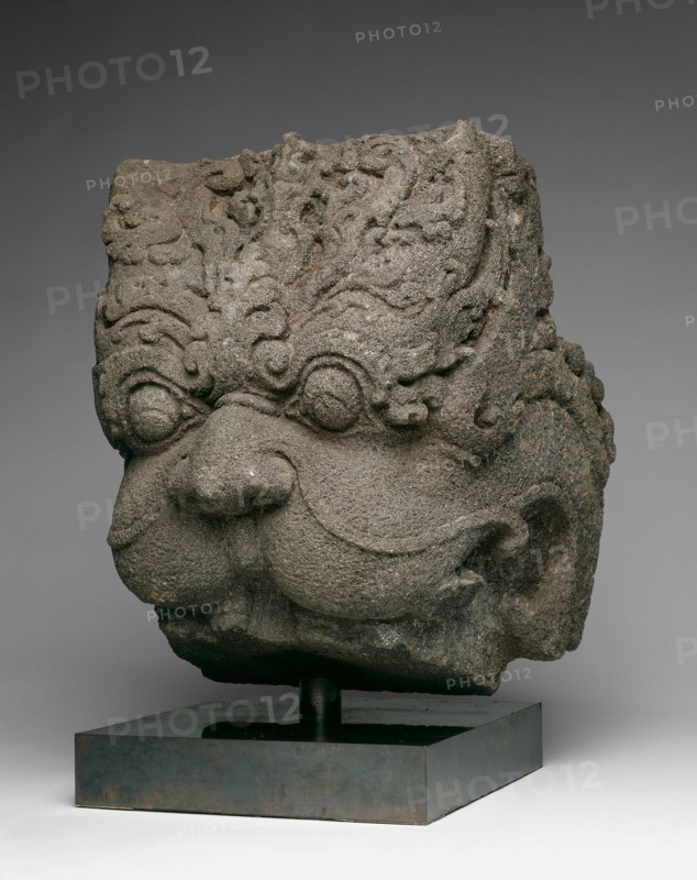 Lion-Headed Demon (Kala), 9th century, Indonesia, Central Java, Central Java, Andesite, 37.8 × 31.6 × 34.9 cm (14 1/8 × 13 1/4 × 13 7/8 in.)