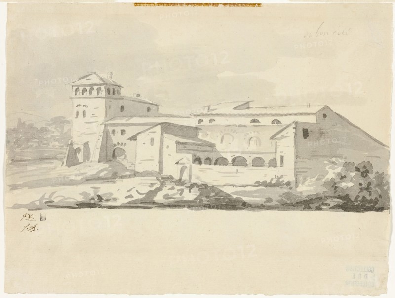 Villa in the Campagna, 1775–80, Jacques Louis David, French, 1748-1825, France, Brush and gray washes, over graphite, on ivory laid paper, 169 × 223 mm