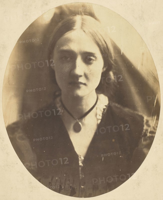Mrs. Herbert Fisher, 1864, Julia Margaret Cameron, English, 1815–1879, England, Albumen print, 25 × 20.2 cm (image/paper, oval), 44.2 × 35.5 cm (mount)