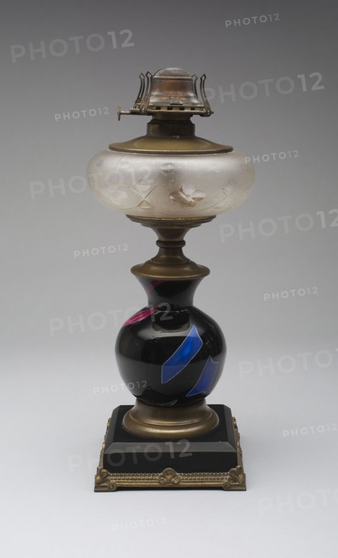 Sicilian Glass Lamp, c. 1878, Frederick S. Shirley, American, active 1873–1894, Made by Mount Washington Glass Company, American, 1837–1900, New Bedford, MA, United States, Glass, 61 × 15.2 cm (24 × 6 in.)