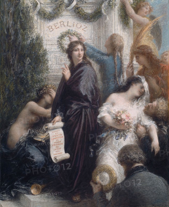 The Anniversary (Homage to Hector Berlioz), 1877, Henri Fantin-Latour, French, 1836-1904, France, Pastel, with opaque watercolor and scraping, over a lithograph in black ink on wove paper, 625 × 514 mm