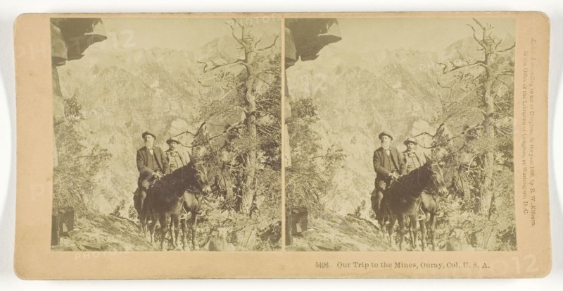 Our Trip to the Mines, Ouray, Col, U.S.A., 1890, B. W. Kilburn, American, 1827–1909, United States, Albumen silver print, stereo, 7.7 x 7.6 cm (each image), 8.8 x 17.7 cm (card)
